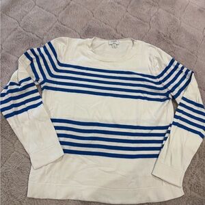 J Crew blue and white striped sweater
